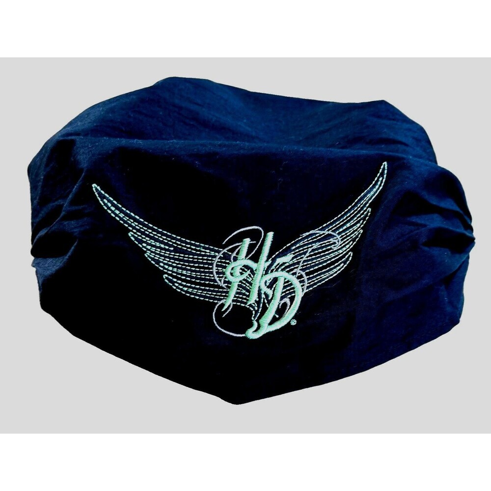 Harley Davidson Y2K Black Embroidered Winged Headband Headwrap OS